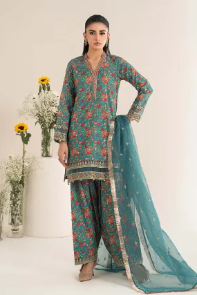 3 Piece Embroidered Lawn Suit | DW-EF25-09