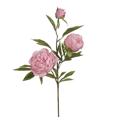 Artificial Silk Peony Flower Spray - Light Pink