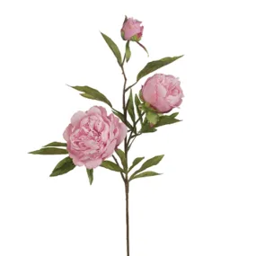 Artificial Silk Peony Flower Spray - Light Pink