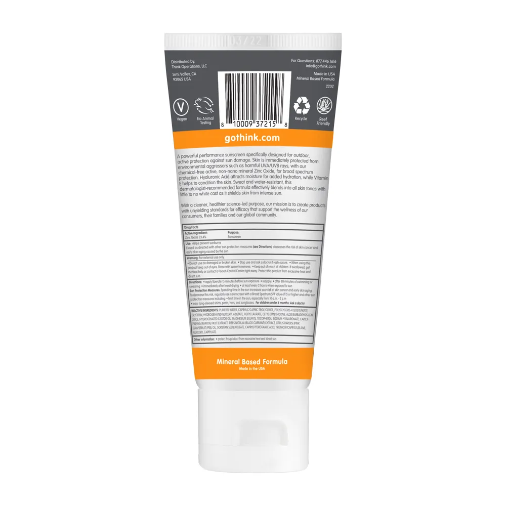 ThinkSport Clear Zinc Daily Face Sunscreen SPF 50